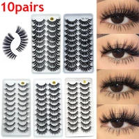 10 pairs 3d mink hair eye lash extension false eyelashes long wispiy fluffy natural volume fake eyelashes women makeup tool