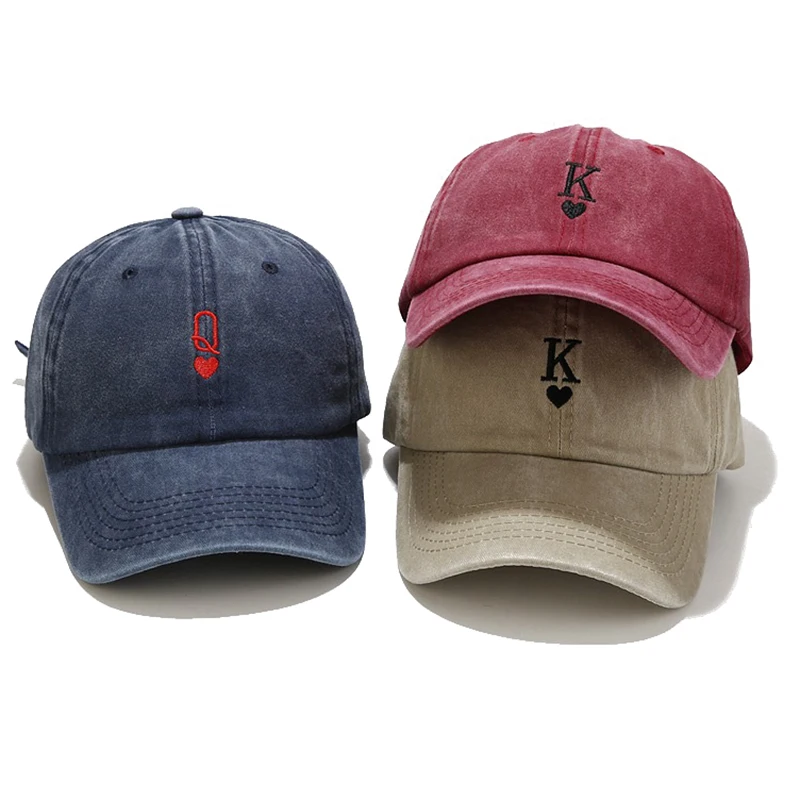

Letters Embroidery Baseball Cap Men Washed Cotton Trucker Hat Women Playing Card Pattern Snapback Hip Hop Caps