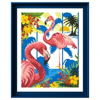 flamingo cross stitch kit cotton thread 18ct 14ct 11ct unprint canvas stitching embroidery diy home decor