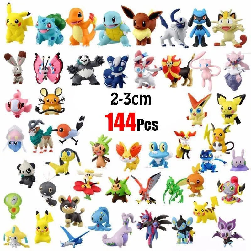 144pcs Pokemon Action Figure toys Mini figures Model Toy Pikachu Anime Kids Doll Birthday gifts 2-4cm