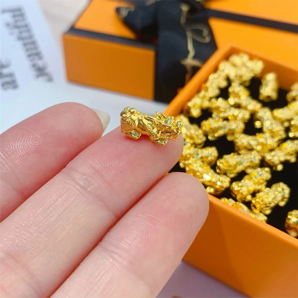 1 шт. подвеска из желтого золота 999 пробы 24 карата мини-размер 3D счастливая монета