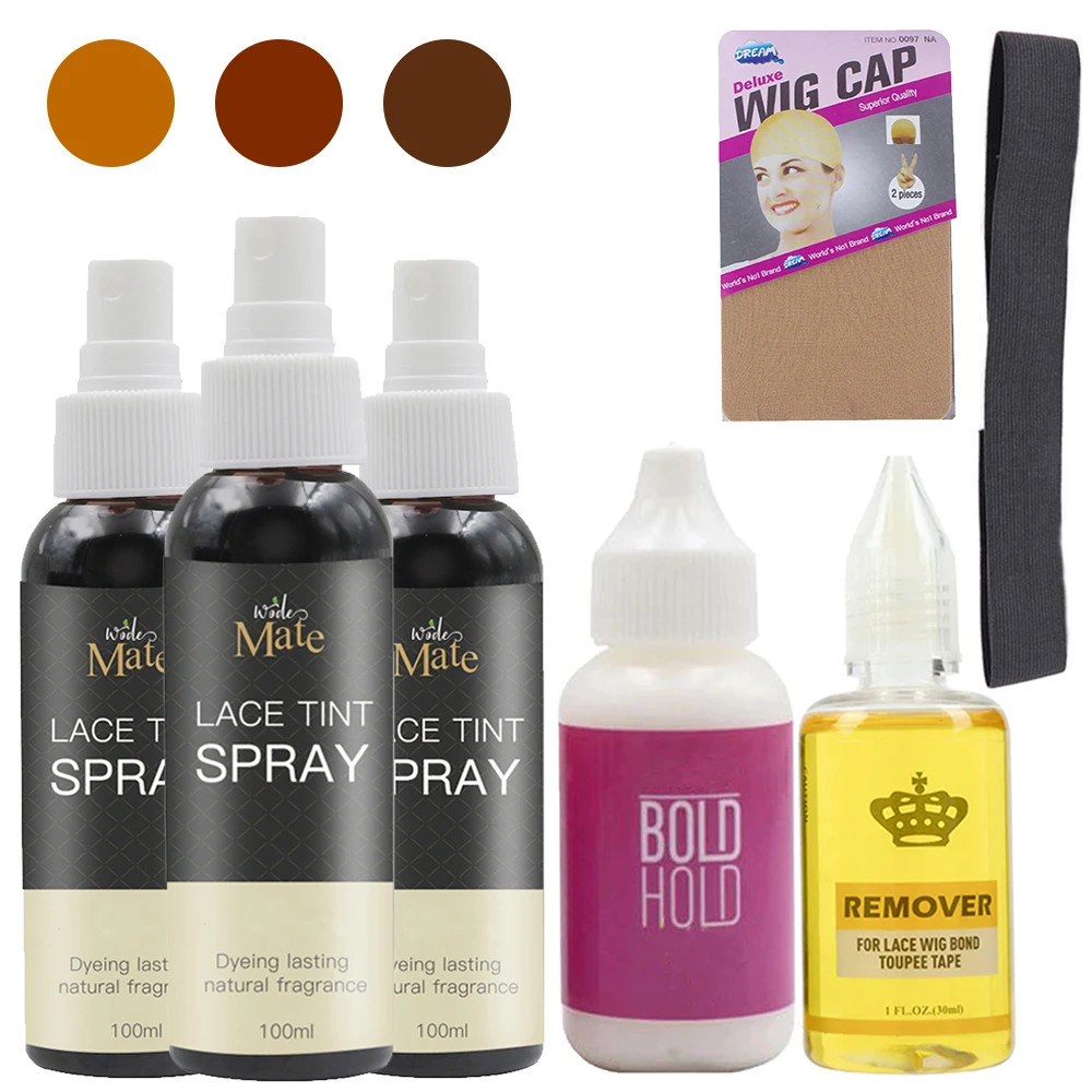 Wig Glue Bold Hold Lace Glue Waterproof Hair Glue For Lace Wig Frontal Toupee Lace Tint Spray For Wigs Light Brown No Residue