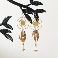 palmistry earrings sun and star drop earrings bohemian moon lunasun jewelry gold asymmetric design earrings