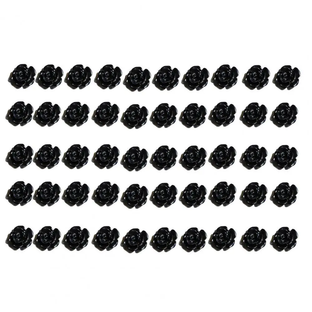 

50Pcs/Bag Nail Rhinestone Stylish Portable Creative Black Camellia Manicure Decor for Lady Nail Accessories Nail Decoration