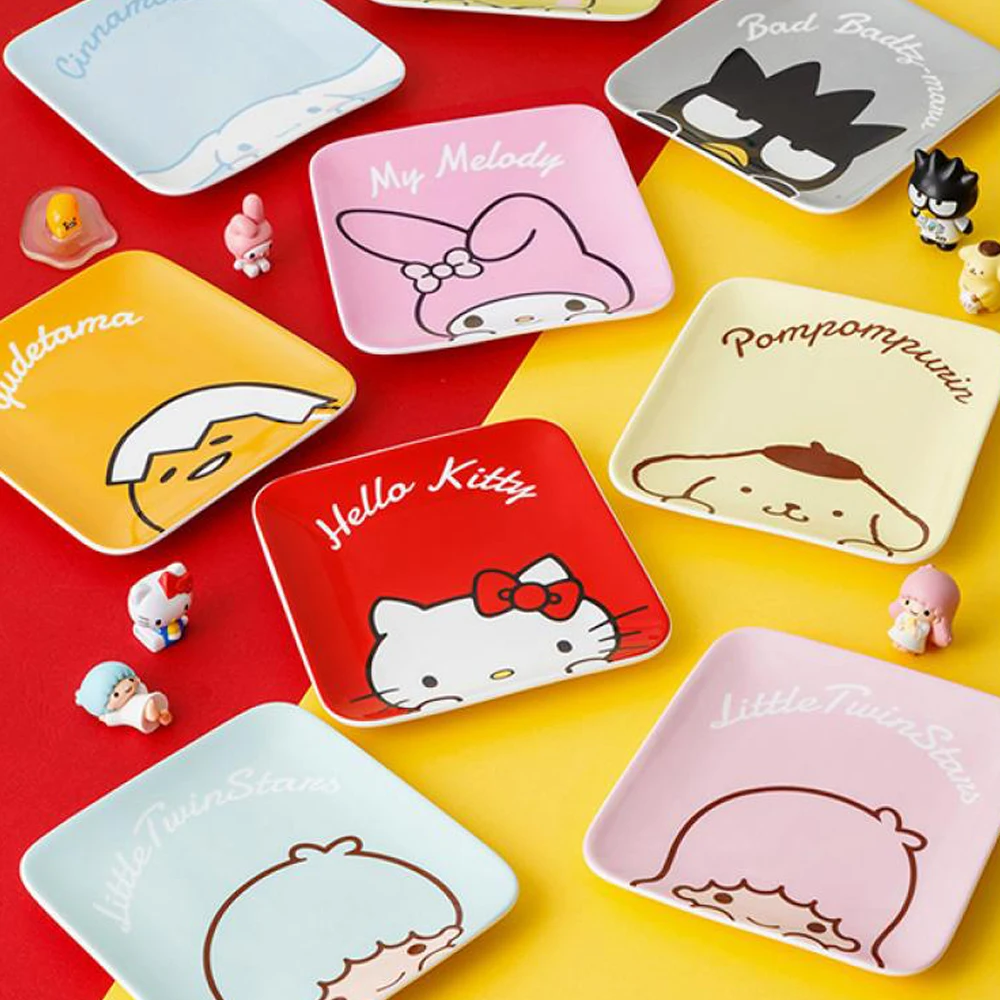 

Kawaii Anime Sanrioed Kuromi Pachaccoed Cinnamoroll Snack Plate My Melody Cute Poped Girly Heart Plate Cake Plate Fashion Gift