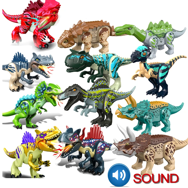 

Big Size with Sound Assembled Building Blocks Dinosaur World Triceratops Tyrannosaurus Animal Model Brick Toys for Children