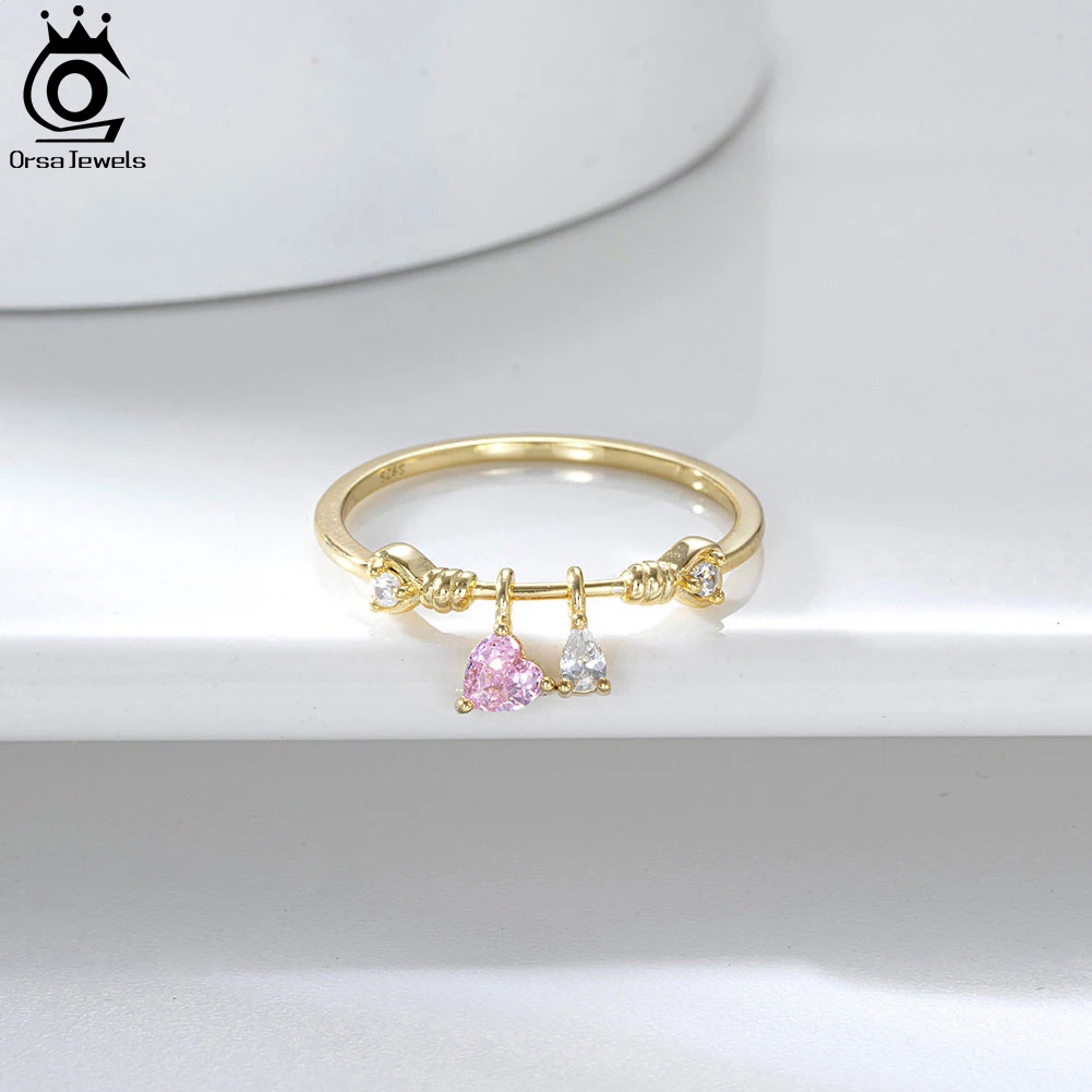 ORSA JEWELS Циркон с кубическим цирконием розовое кольцо подвеской в форме сердца