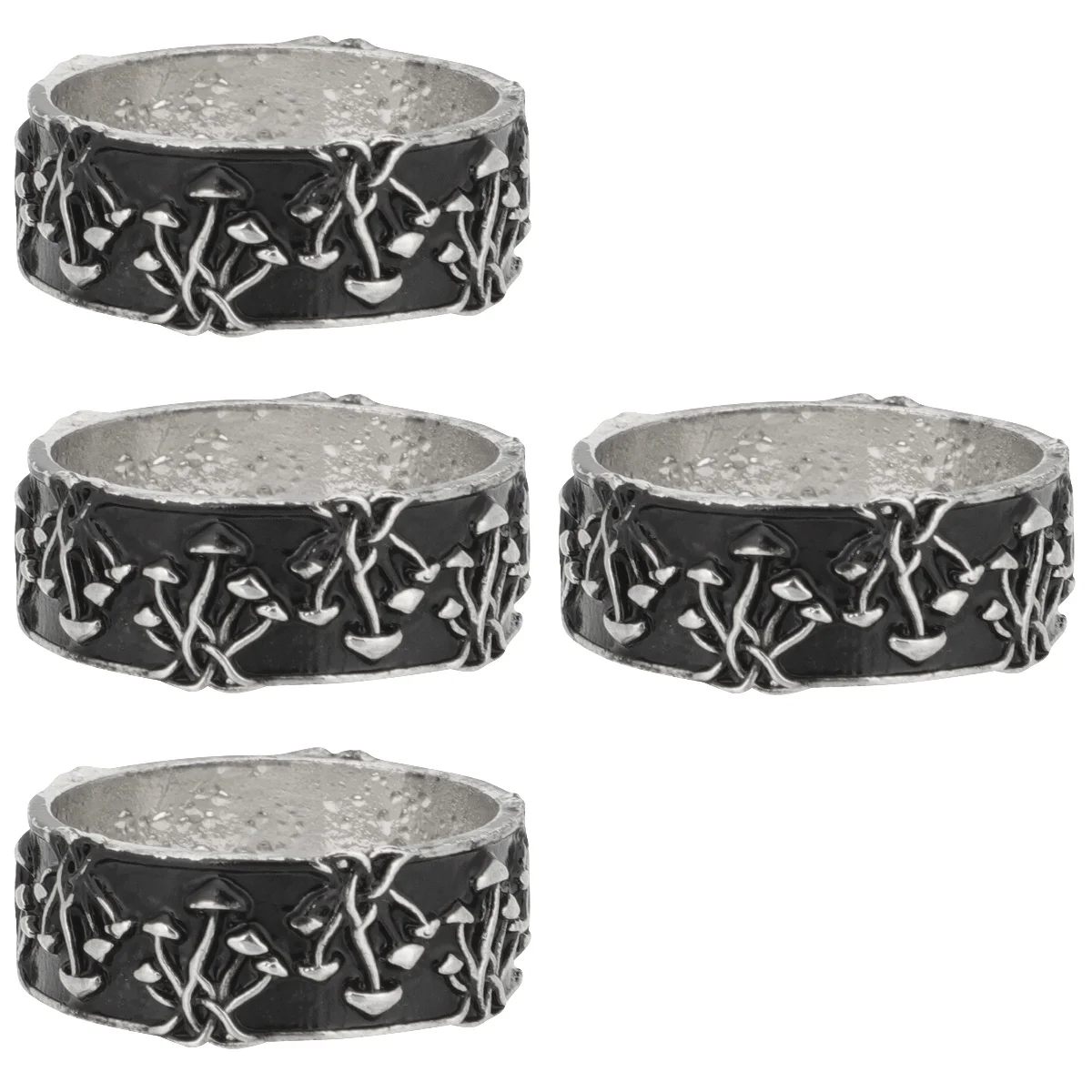 

4pcs Vintage Gothic Ring Mushroom Ring Birthday Christmas Jewelry Gift for Women Men
