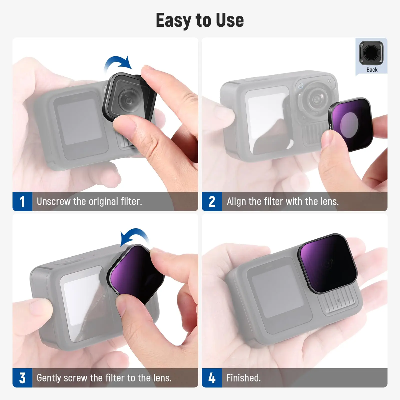Фильтр NEEWER CPL ND для GoPro Hero 13 12 11 10 9 HD, мультиварный тонкий круглый поляризатор нейтральной плотности, фильтры для экшн-камеры (art.: 3920cf00a5860) - 3920cf00a5860