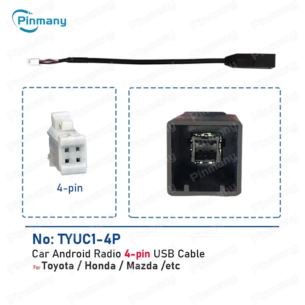 Автомобильный Android-радио аудиоразъем TYUC1 4, 6-контактный USB-разъем жгута проводов, стереоразъем, адаптер для Toyota Honda Mazda