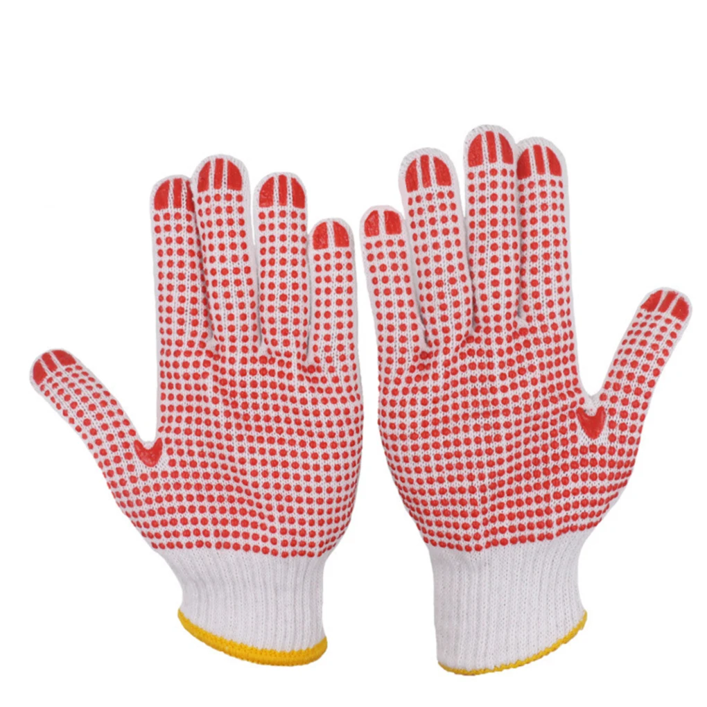 

12 пар перчаток ПВХ в горошек хлопчатобумажная пряжа Нескользящие рабочие перчатки для художника механика садоводства строительство, синий