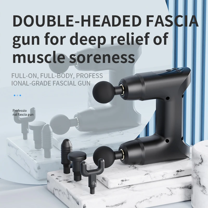

UKLISS Double Heads Massage Gun Deep Tissue Electric Massager Neck Body Muscle Stimulation Fitness Relaxation Pain Relief