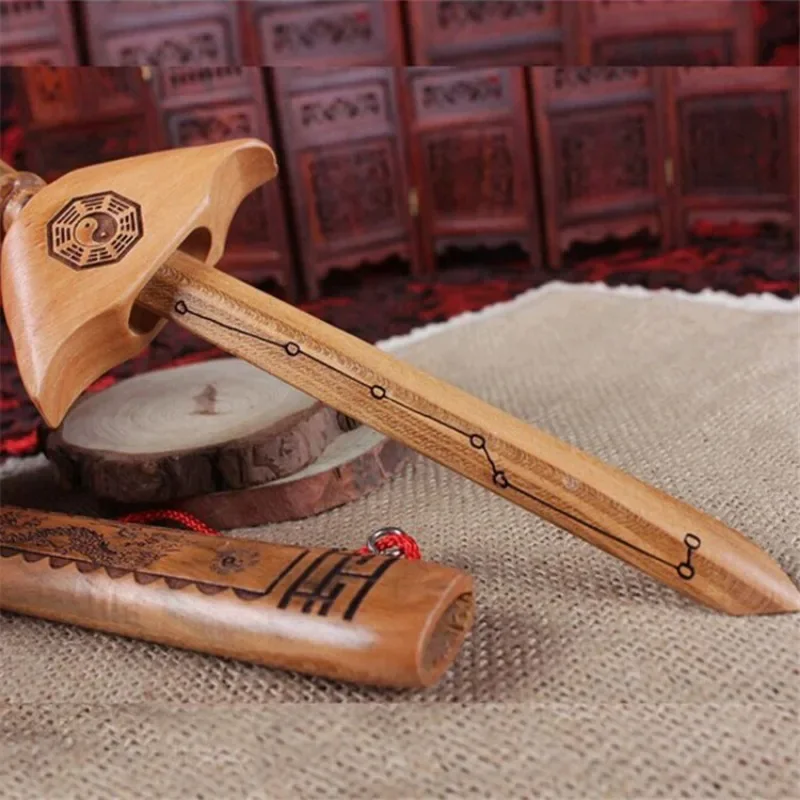 Дракон феникс семь Звезда восемь персиковый деревянный меч Детский Меч резьба