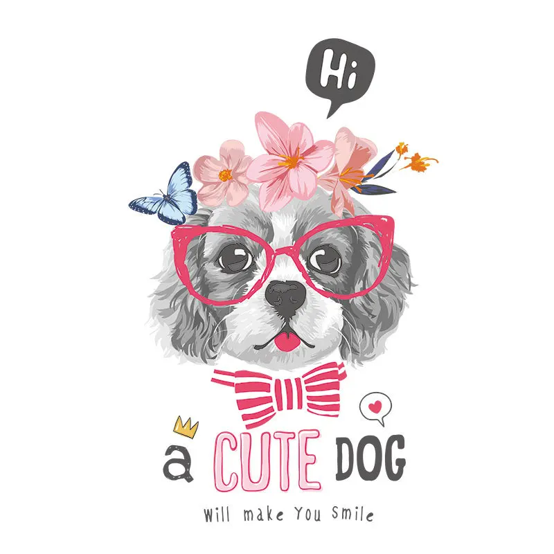 

Cute Puppy Iron on Stickers Patches Cartoon Pictures Heat Transfer Decals for Clothing DIY Decorations Party Art Appliques