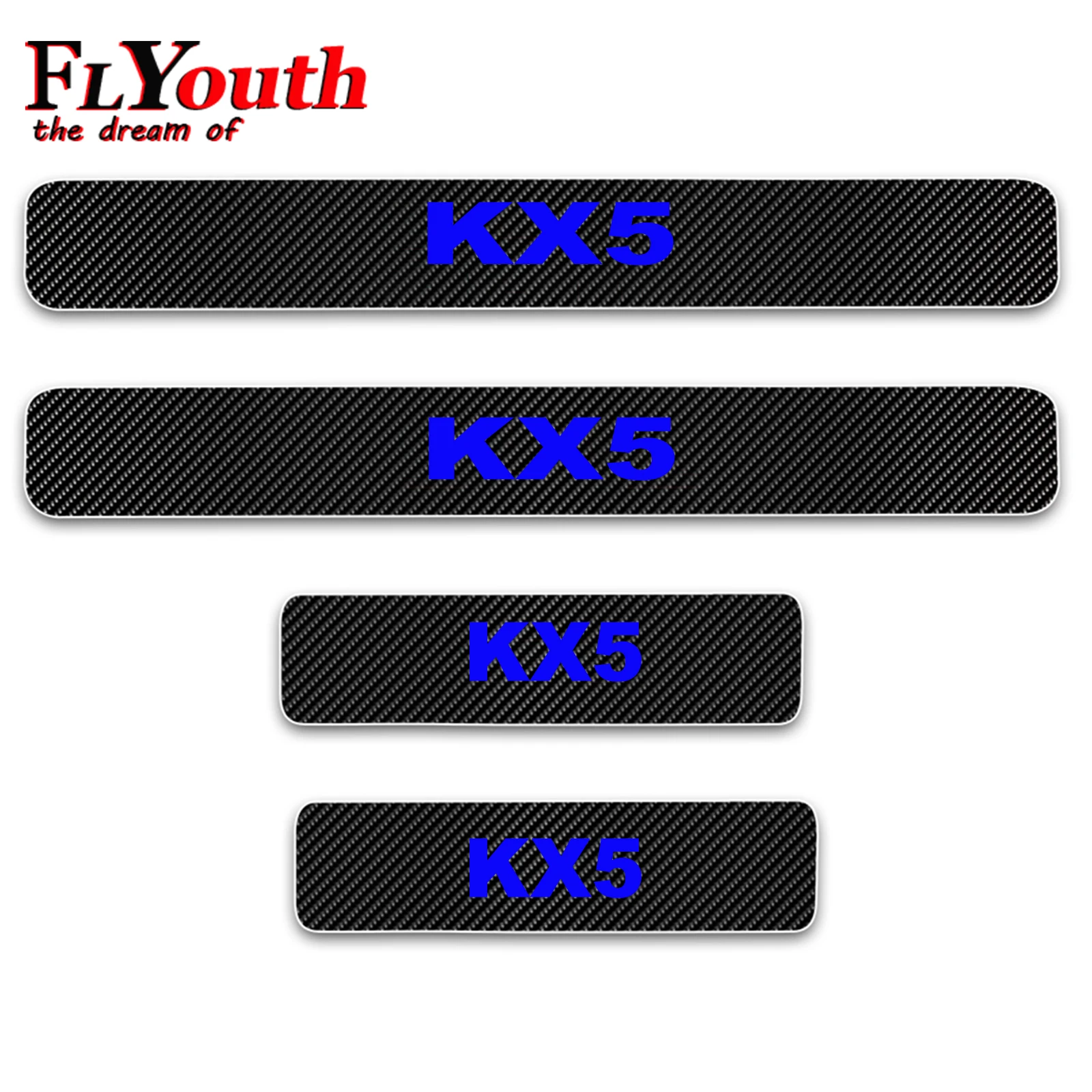 

Светоотражающая Накладка на порог автомобиля для Kia KX5, 4D Наклейка из углеродного волокна, автомобильные аксессуары