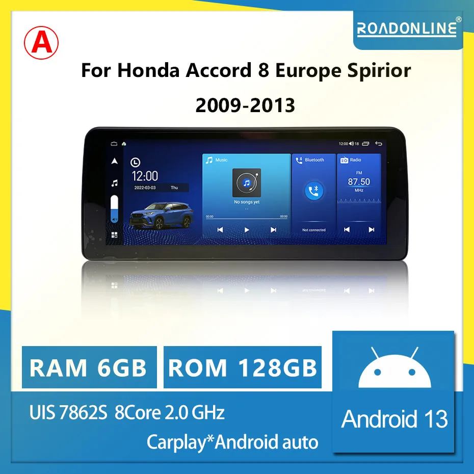 

Для Honda Accord CU2 Accord 8 Europe Spirior 2009-2013 Android 13 8-ядерный 12,3-дюймовый автомобильный мультимедийный плеер стереоприемник радио