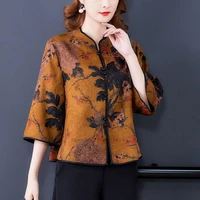 2022 chinese style qipao top vintage clothing women asian costume traditional flower print elegant shirt cheongsam tang suit