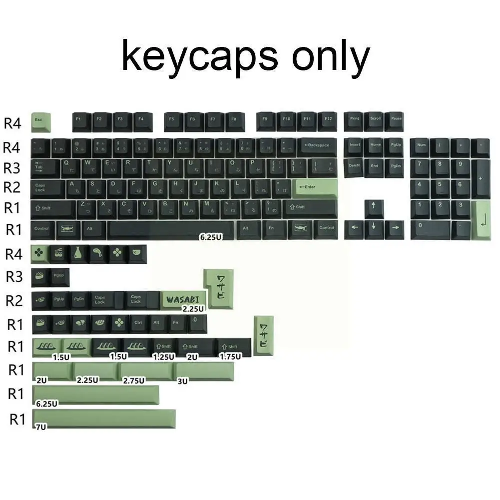 

Kyes Gmk Wasabi Keycaps Japanese Pbt Dye Subbed Keycaps Iso Profile 7u 3u 140keys 2.75u 2.25u Enter K2m1