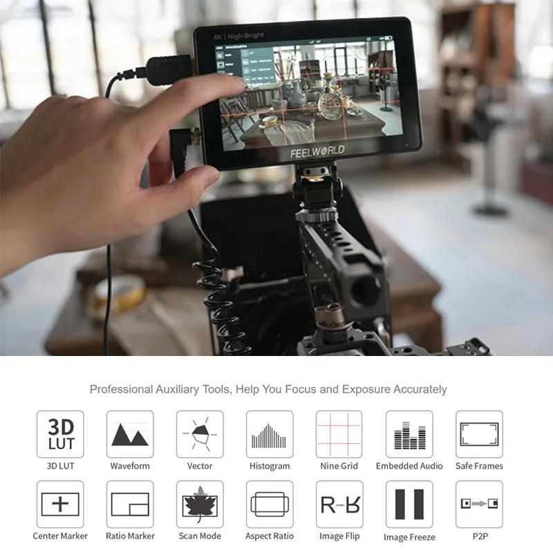 FEELWORLD F6 PLUSX 5 5-дюймовый сенсорный экран Camere DSLR 3D LUT Full HD 1920x1080