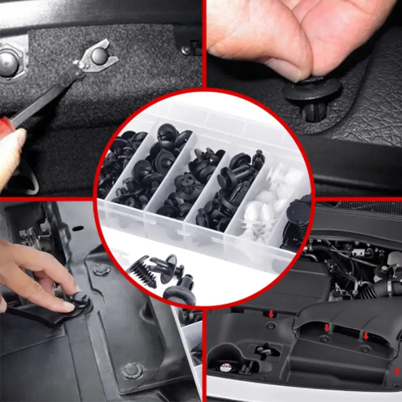

100Pcs Mixed Auto Fastener Car Bumper Clips Body Push Retainer Pin Rivet Door Trim Panel Retainer Fastener Kit Car Accessories