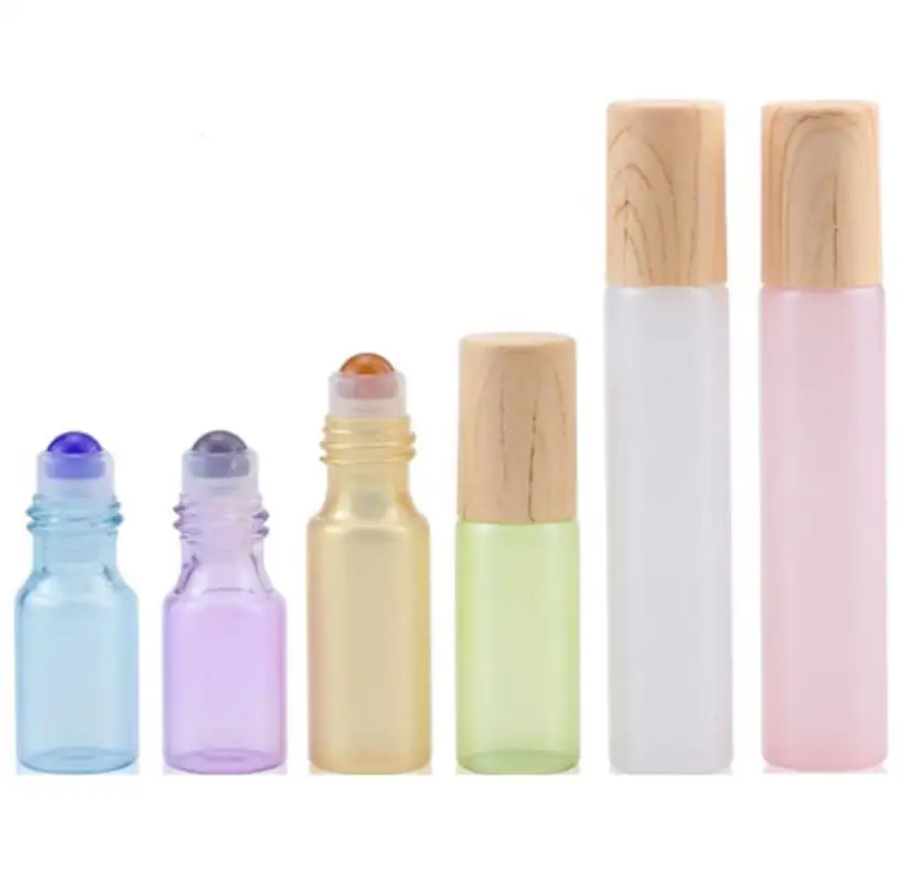 

300 шт. 3 мл 5 мл колпачок под дерево драгоценный камень шариковые бутылки 10 мл яркий цвет пустая стеклянная бутылка для эфирного масла