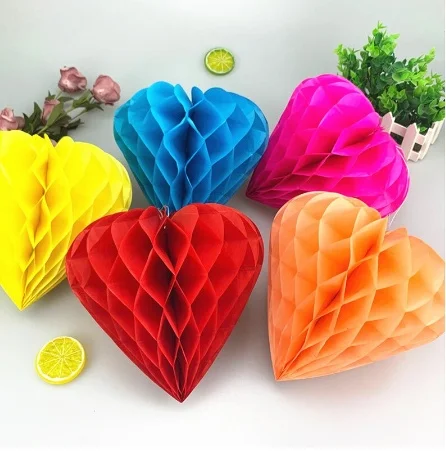 

Бумажный фонарь в форме сердца, 25 см, 4 шт.
