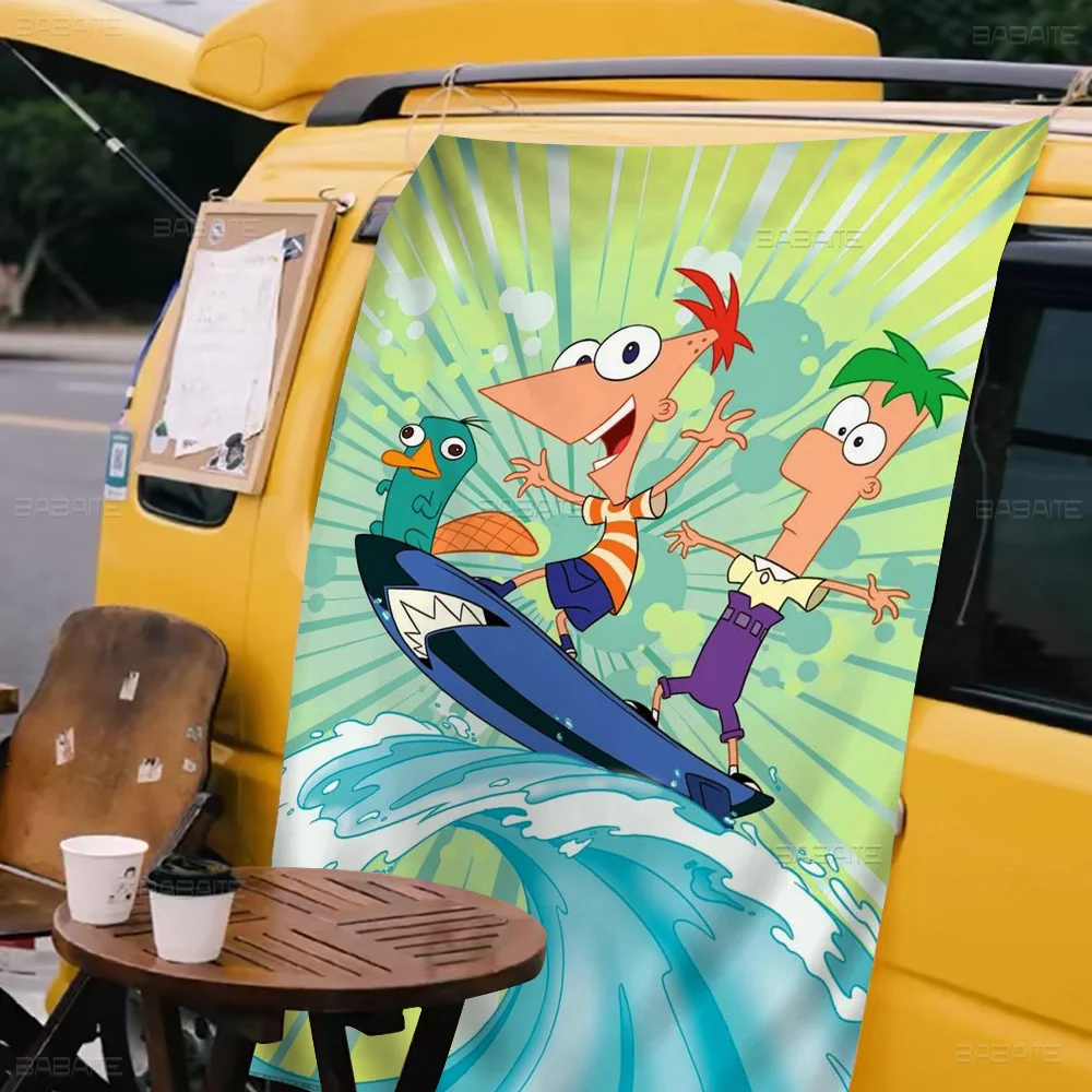 P-phineas мультфильм F-фаски ретро флаги множественный выбор живой студийный стенд