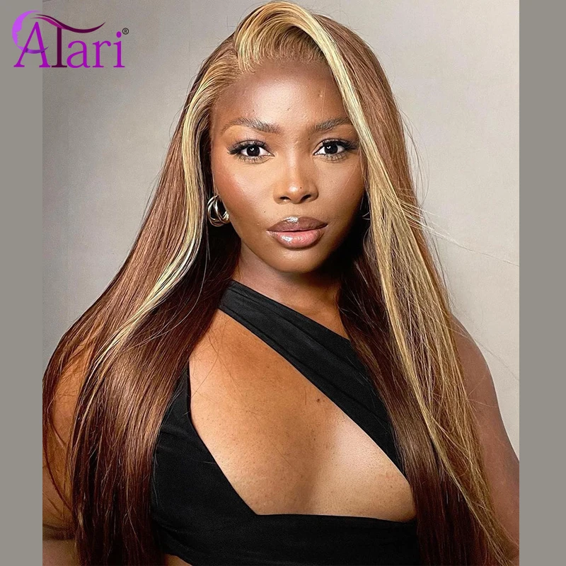 

Transparent Ombre Brown Blonde 13x4 Lace Frontal Human Hair Wigs Pre Plucked 5x5 Closure Body Wave/Straight Wig for Black Women