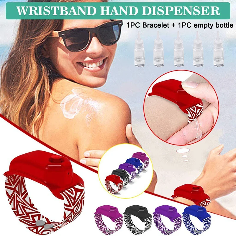 Portable Wristband Hand Sanitizer Silicone Refillable Wristband Pumps Bracelet for Women Men Children