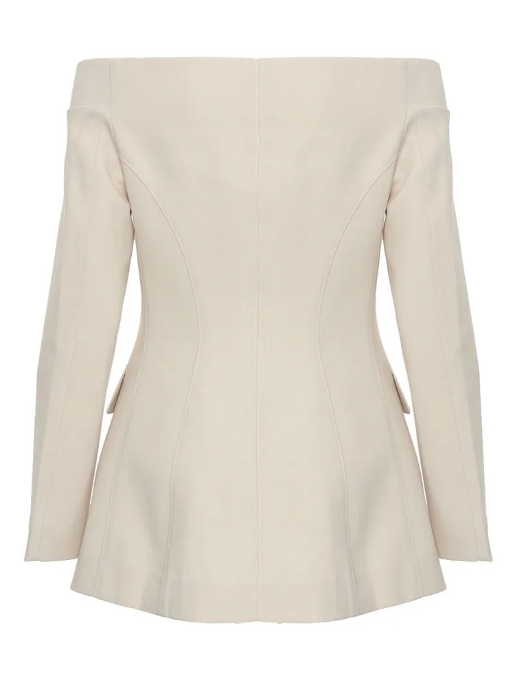 Женский блейзер с воротником-лодочкой на молнии