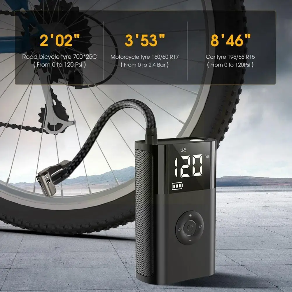 

Portable Inflator Compressor Pump With LED Lamp For Car Motorcycle Bicycle Tyre Balls Wireless Electric Car Air Tire Pump N Y9N3