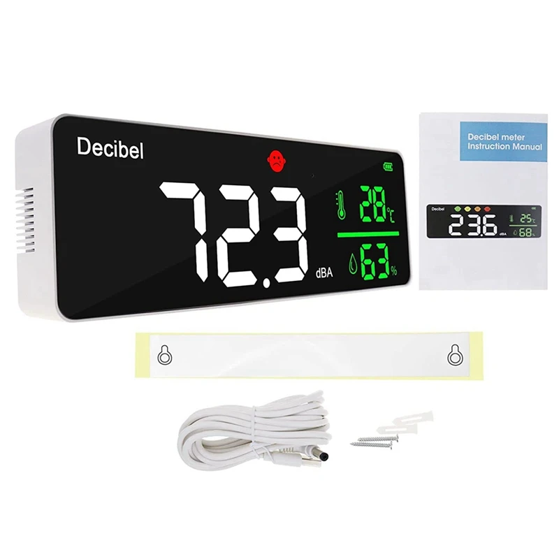 Decibel Meter Wall Hanging Sound Level Meter Humidity Meter With Alarm Icons Indicator Wide Applications For Classroom