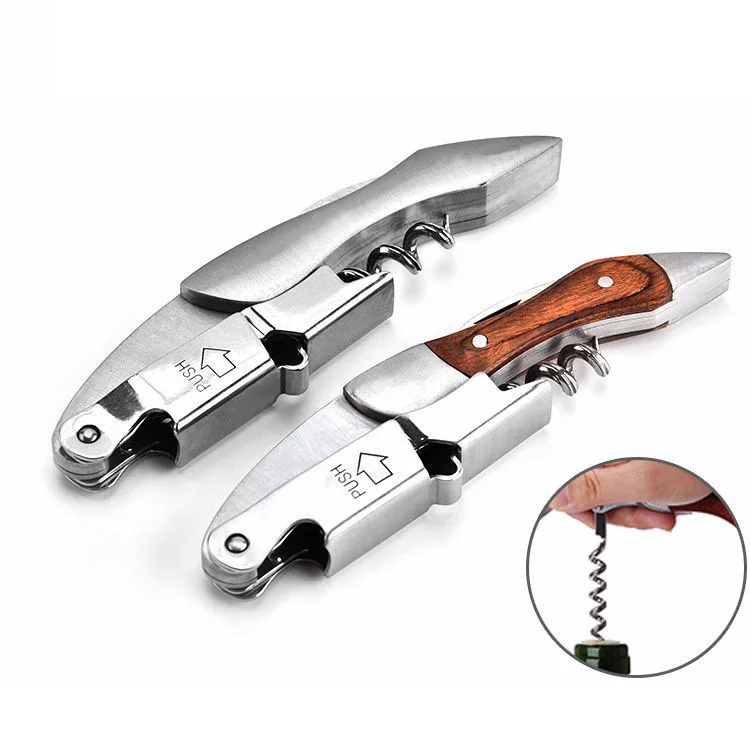 

Wine Corkscrew Multifunctional Stainless Steel Solid Wood Corkscrew Beer Kitchen Gadget