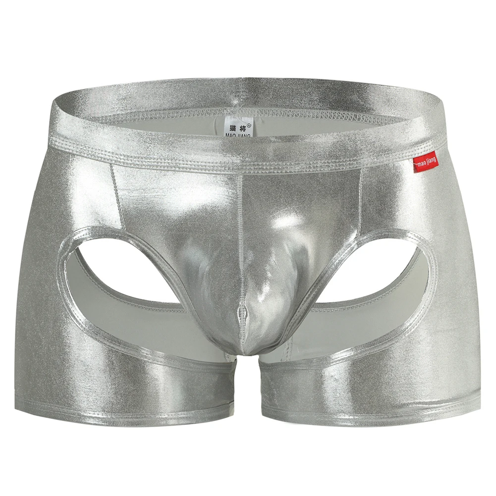 

Sexy Mens Pouch Boxer Briefs Trunks Shorts Hollow Out Open Butt Jockstrap Underwear Shiny Convex Panties Erotic Underpants