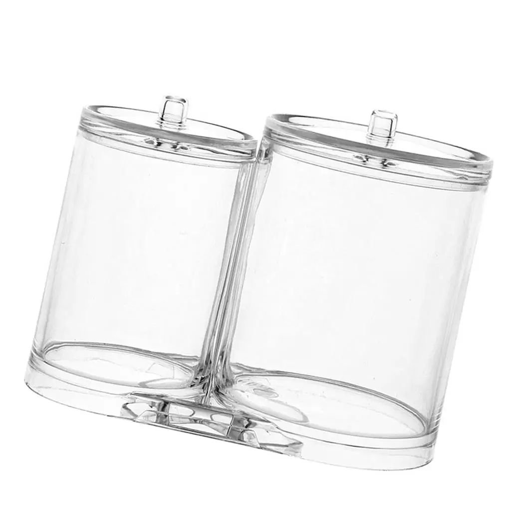 

2 Slots Cosmetics Storage Box Makeup Organizer Bathroom Jar Cotton Swab Cotton Pad Jewelry Round Box Storage Container