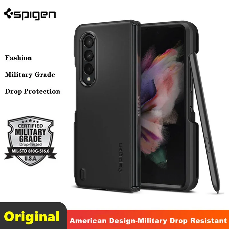 

Official Spigen [Thin Fit P] Case For Samsung Galaxy Z Fold 3 Fold3 Lightweight Slim Profile Built-in S-Pen Holder Cover & Case