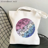 womens shoulder bag bigender pride flowers printed canvas bag harajuku shopping shopper bag girl handbag canvas tote lady bag
