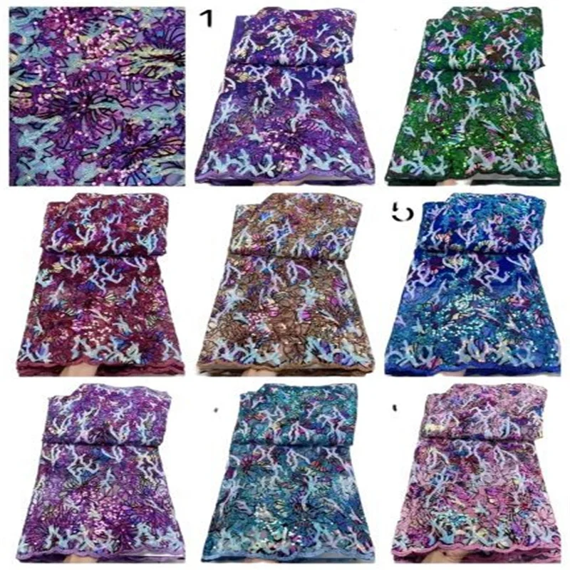 

Африканская кружевная ткань с блестками 2023 Grreen, высокое качество, нигерийский французский тюль, кружевная ткань с блестками, сетка для свад...