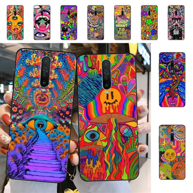 

YNDFCNB Colourful Psychedelic Trippy Art Phone Case for Redmi 5 6 7 8 9 A 5plus K20 4X 6 cover