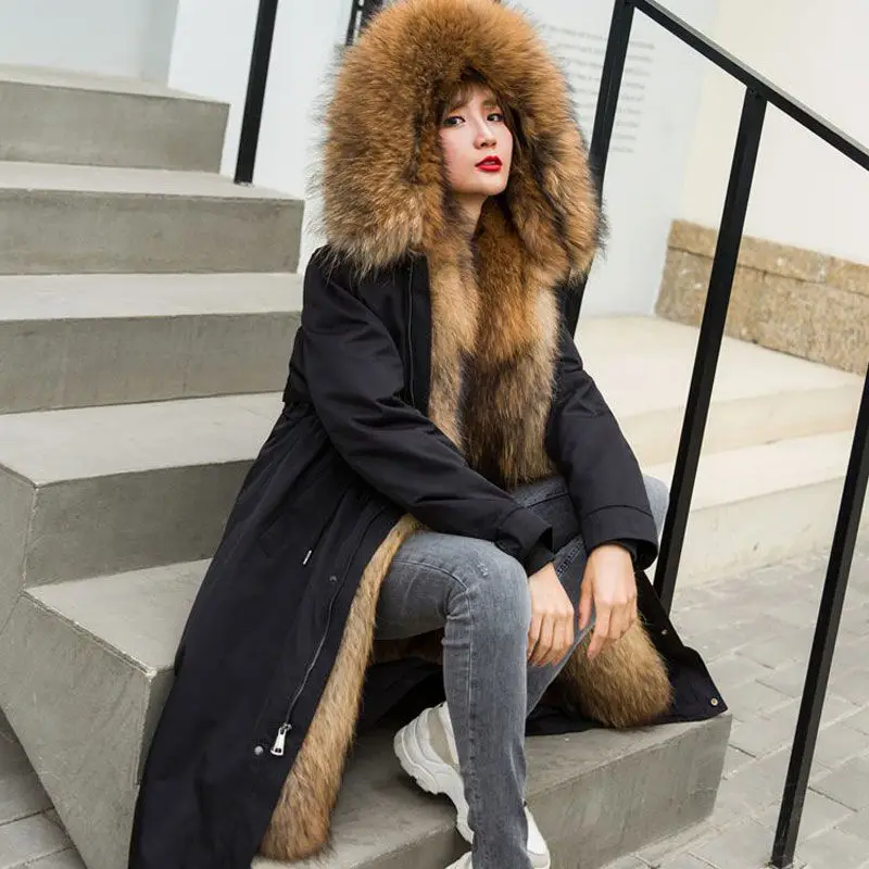 Woman Parkas Super Hot Winter Women's Coat Faux Fur Coat Long Coat Thicken Women's Overcoat Detachable Inner Tank