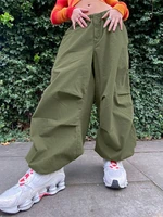 adjustable waist cargo pants women trousers loose drawstring low waist 2022 streetwear hip hop jogger baggy wide leg female