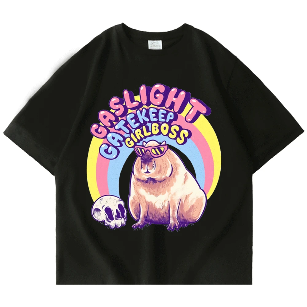 

Gaslight Gatekeep Girlboss Cartoon Short Sleeve Tee Shirt Men and Women 2022 Summer Fashion Oversized T-shirt Streetwear Shirt