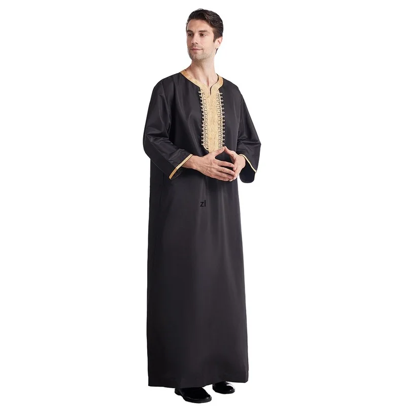 Muslim Abaya for Men Jubba Thobe Middle East Long Robes Kaftan Arab Dubai Adult Shoot sleeve Islamic Clothing