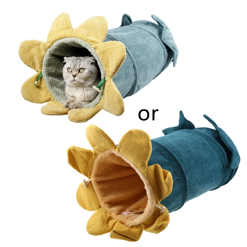 

67JE Corduroy складной для туннеля для кошек, тоннелей для котят, интерактивных игрушек Sunflow