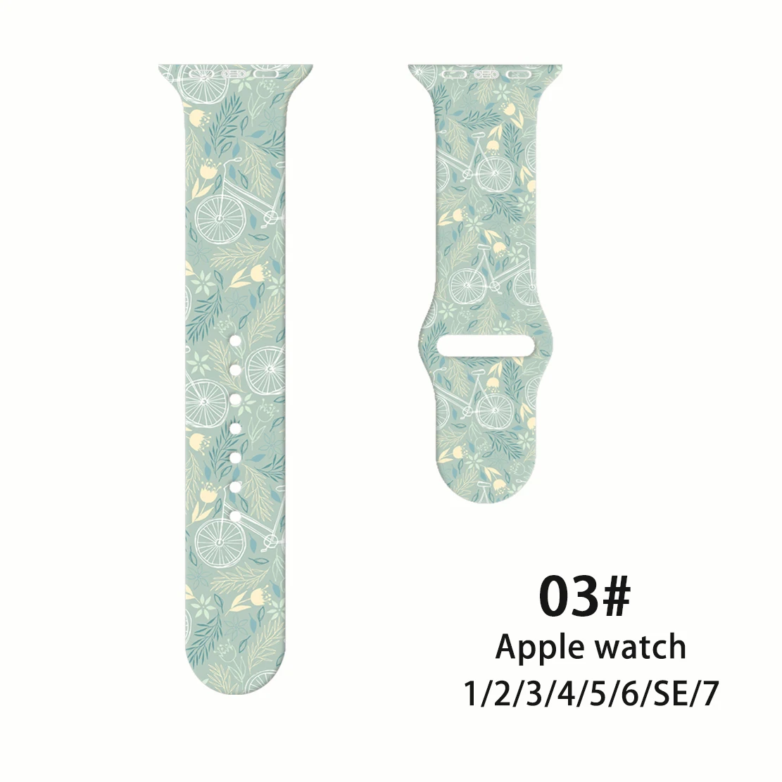 

Ремешок силиконовый для Apple Watch Band 38 мм 40 мм 41 мм 42 мм 44 мм 45 мм 49 мм, силиконовый браслет с цветочным принтом животных для iWatch Band SE 8 7 6 5 4