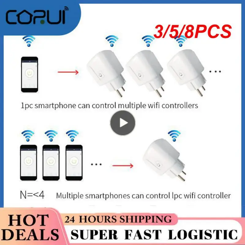 

3/5/8PCS Remote Socket 16a Cozylife Wifi Socket Fire Retardant Pc Wireless Eu Power Plug Supported By Alexa And Google Assistant
