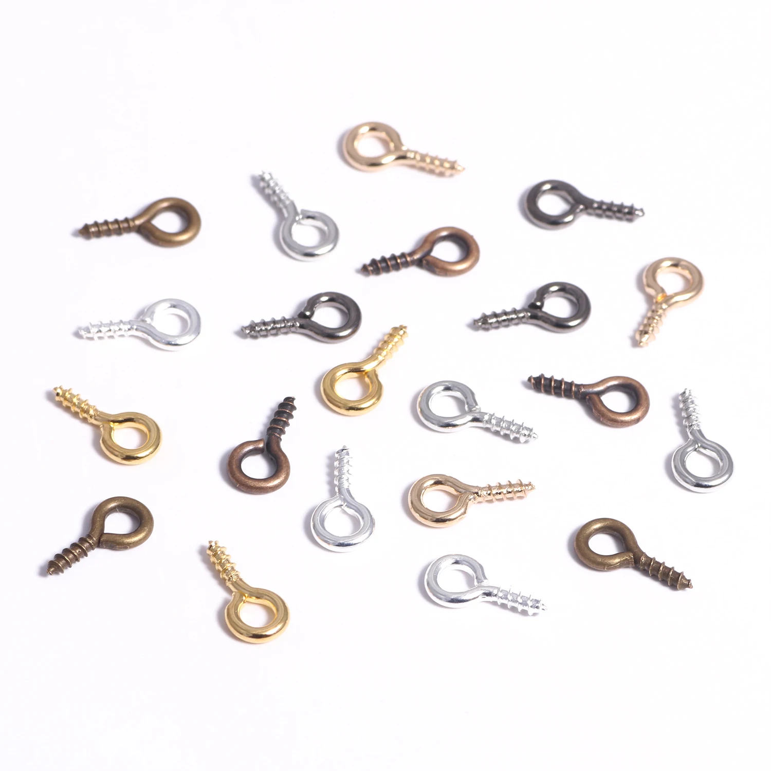 

200pcs 10x7mm Small Mini Eye Pins Eyelets Screw Threaded Clasps Hooks For Making Jewelry Findings DIY Accessories Earring