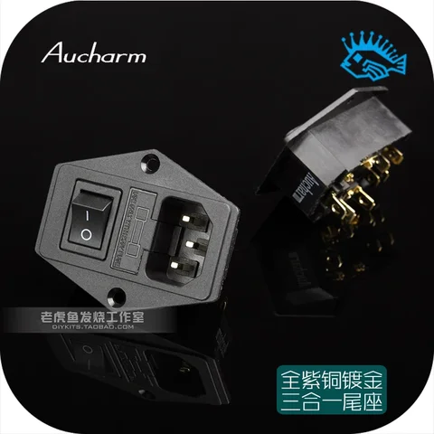 Aucharm медная позолоченная розетка 3 в 1 с выключателем