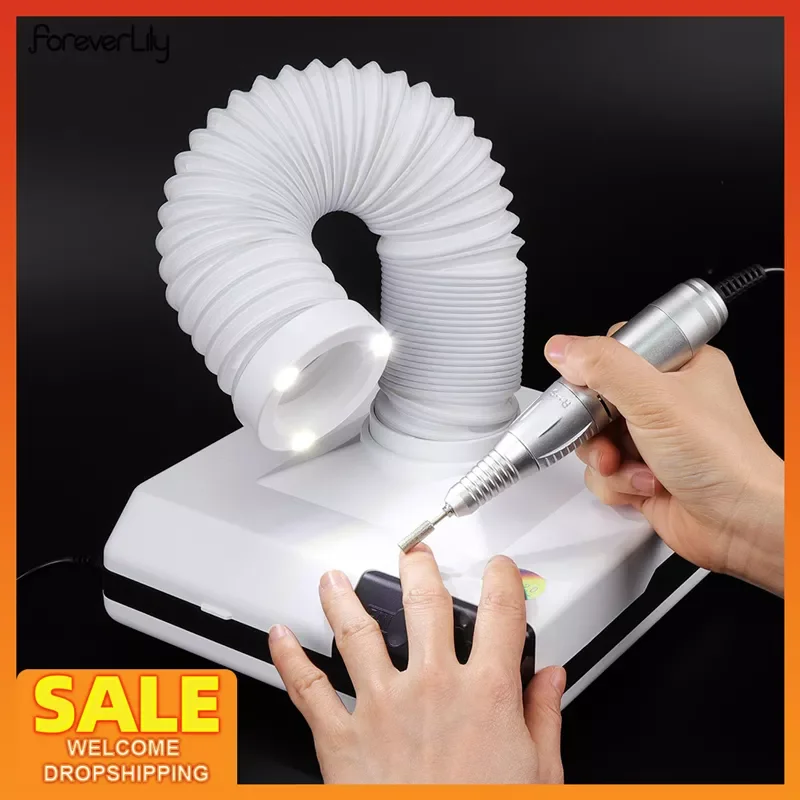 

Nail Dust Collector Machine Manicure Vacuum Cleaner For Nail Art Salon Dust Suction Remover Powerful Fan with LED Spotlight