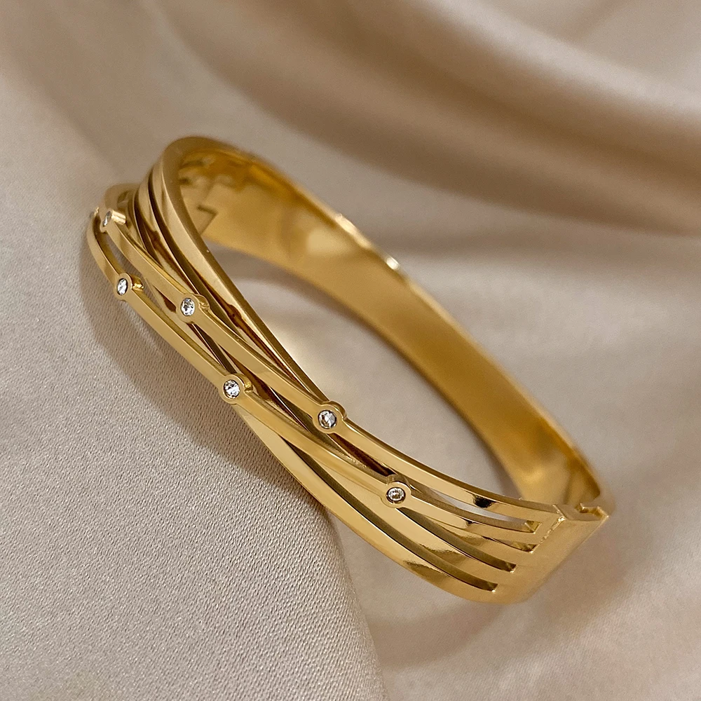 Женский браслет из нержавеющей стали 316L золотистого цвета